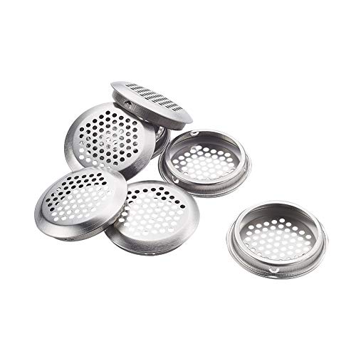 MroMax エアベントカバー ベントホール エアベントホール 換気口 空気ベント 換気グリル 通気口カバー 空気を通し パネル面 ステンレス製丸型ガラリ 戸棚空気ベント 空気循環 屋内換気口 換気装置 取付穴経53mm 7個入り