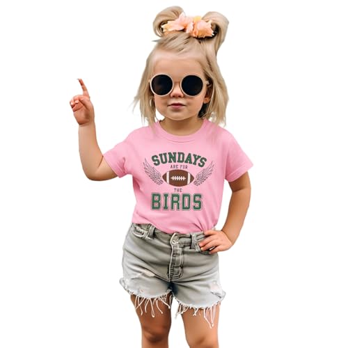 MODNTOGA Toddler Girl Boy Game Day Football Graphic Shirt Sundays for The Birds T-Shirt Kids Rugby Sports Fans Tee Tops
