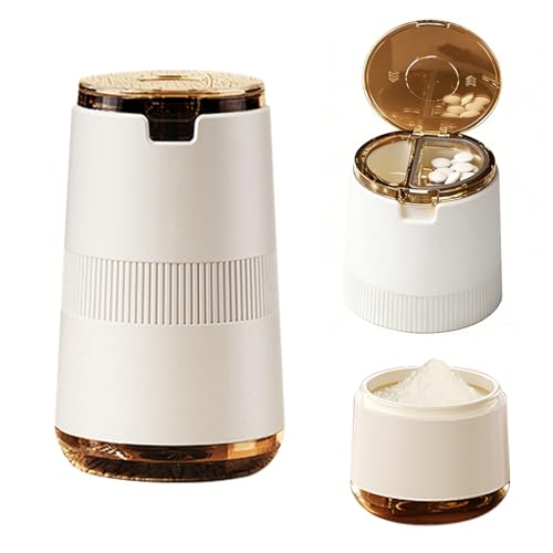 LONGMON Pill Crusher 3-in-1 Pill Grinder for Fine Powder Effortless Medication Pulverizer & Splitter with Storage Cup Arthritis Friendly for Elderly Pets