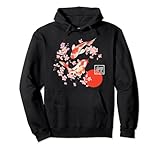 Cherry Blossom Koi Carp Fish Japanese Sakura Graphic Art Pullover Hoodie