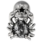 [凛りん] ボディピアス 星座 ストレートバーベル サージカルステンレス 軟骨ピアス 片耳用 (16G/蟹座・かに座)