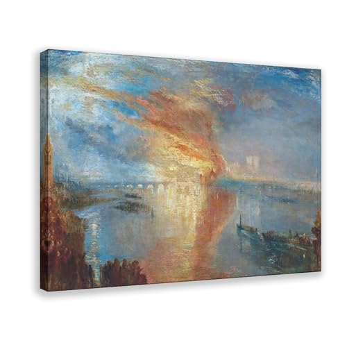 Toile The Burning of The Houses of Parliament Turner, décoration murale élégante pour bureau