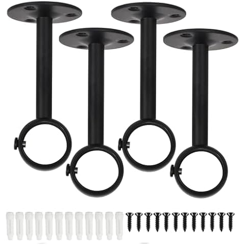 4 PCS Black Stainless Steel Curtain Pole Brackets Cover