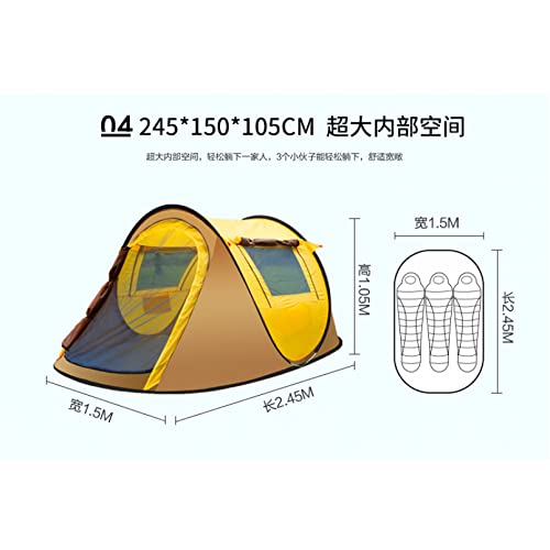 Carpa de camping automática para 4 personas color amarillo miniatura 3