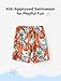 PATPAT Family Matching Swimsuits - Mother Son Hawaiian Tropical Orange Palm Leaf Print - Dad and Son Swim Trunks Beach Vacation Shorts for Boys 6-7 Years