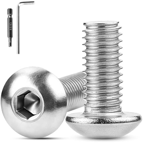 XRXYMQ M6 Bolts 50 Pcs Bolt M6 x 12 mm Hex Socket Button Head Screws Stainless Steel Bolts A2 Machine Screw Cover