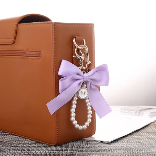 Cute Bow Keychain for Purse, 2 Pcs Bag Charms for Handbags, Purse Accessories Charms Gifts for Girls Women4