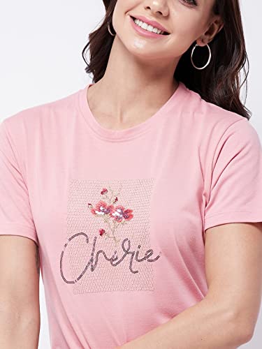 Image of Modeve Women Printed Cotton Blend Half Sleeve Round Neck T-Shirt for Summer