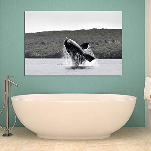 Impression océan de baleine pour salon déco côtière moderne et minimaliste grand format