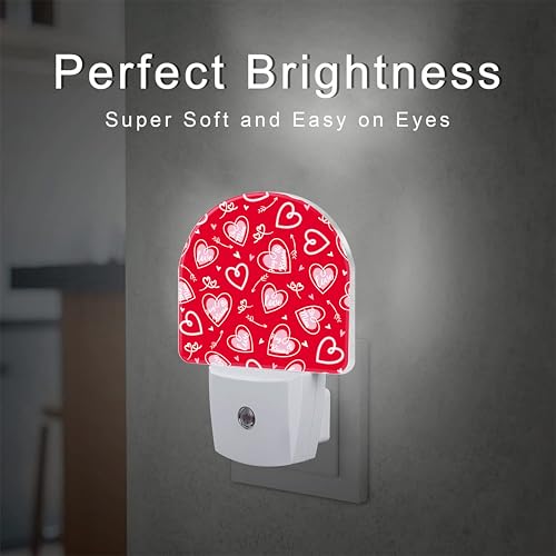 Image of Valentine's Day Love Words and Arrow Night Light for Kids, Red Love Hearts Night Light Plug in with Dusk to Dawn Sensor,0.5w Energy Saving Nightlight for Hallway Stairway Kitchen Bedroom