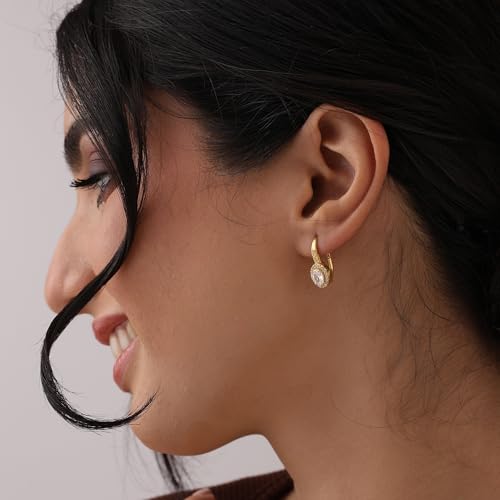 Image of TRUESILVER ACPL 925 Sterling Silver Cubic Zirconia Earrings for Women & Girls | BIS Hallmarked Drop Dangle Leverback Style | Elegant Jewelry Gift for Women
