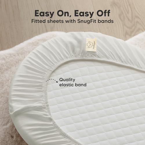 Image of 2-Pack Organic Bassinet Sheets for Girls, Boys - 100% Cotton Bassinet Mattress Sheets Compatible with Halo Bassinest Swivel Sleeper, Graco, Baby Delight, Chicco, Unisex Fitted Bassinet Sheets (Sage)