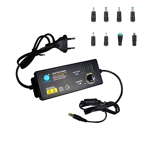 Fuente de alimentación ajustable, 3 - 24 V, 2,5 A, 60 W, amplio rango, adaptador de corriente CA y CC, adaptador de corriente ajustable con pantalla digital, antiinterferencias (tipo B) Cover