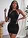 GORGLITTER Women's Backless Ruched Halter Bodycon Mini Dress Open Back Sexy Sleeveless Dresses Black Small