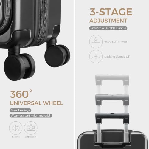 Image of Carry on Luggage Top opening Suitcases, Expandable with Cup Holder and USB Charging Port,Lightweight with Front Pocket Rolling Suitcases with Spinner Wheels(Gray)