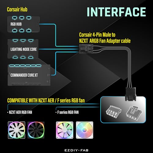 Cable RGB compatible con iCUE Commander CORE para conectar ventiladores NZXT 3