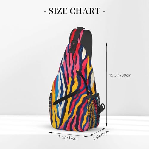 Mochila bandolera con textura cebra multicolor liviana para viaje miniatura 3