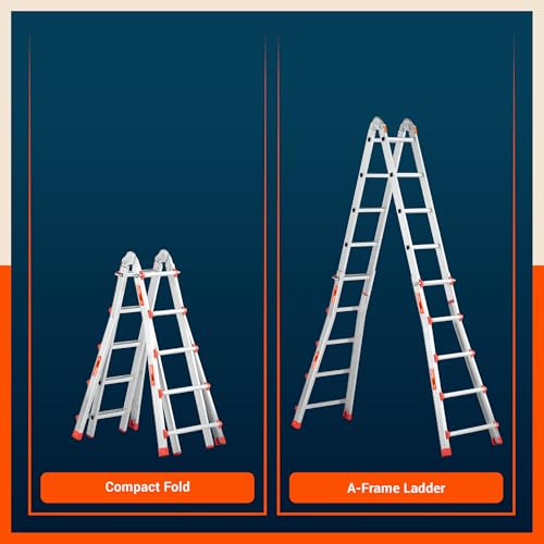 Image of Bathla X-Tend Apex 16.5 Ft Heavy Duty Aluminium Extension Ladder | 150 kg Capacity | Anti-Slip | Multipurpose A-Frame Folding Ladder | Extendable to 5 m| for Home, Stairs, Indoor, Outdoor & Roof Use
