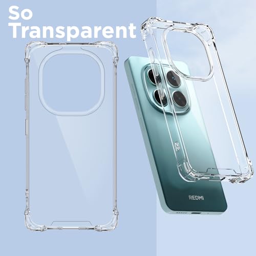 Image of Outlouders Back Cover for Redmi Note 15 Pro 5G Clear Transparent PC + TPU Bumper Case with Raised Edges for Shockproof Protection (Transparent)