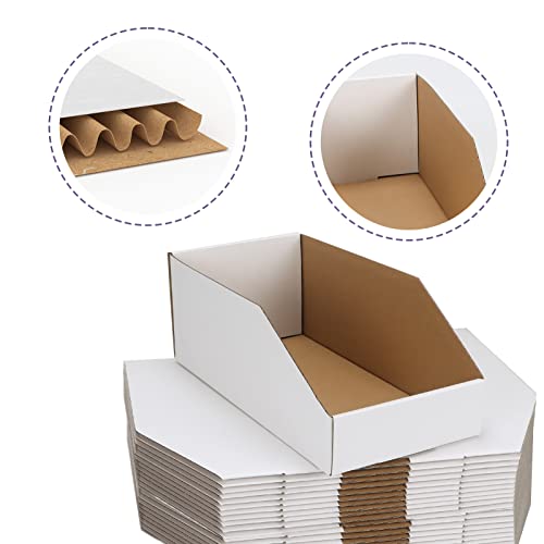 Image of EXYGLO Cardboard Boxes, Pack of 35 Corrugated Storage Bins 12x6x4.5 inch Pantry Organizer Bins for Shelves Garage Office Organization