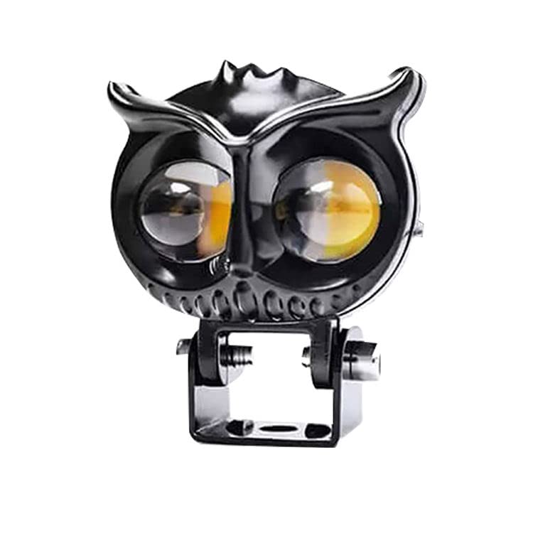 TRP TRADERS Owl Shape design motorcycle LED Fog light Fog Light 12V DC, Auxiliary Spot Projector Yellow And White Beam Off-Roading Universal for All Motorcycle (1)