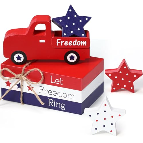 Marsui-5-Pieces-Patriotic-Table-Decorations-4th-of-July-Wood-Blocks-Let-Freedom-Ring-Centerpieces-American-Wood-Book-Stacks-for-Independence-Day-Memorial-Day-Home-Indoor-Table-Topper-Tiered-Tray-Decor Marsui 5 Pieces Patriotic Table Decorations 4th of July Wood Blocks Let Freedom Ring Centerpieces American Wood Book Stacks for Independence Day Memorial Day Home Indoor Table Topper Tiered Tray Decor