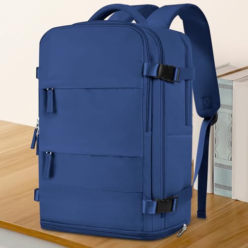 Image of coowoz Large Travel Backpack For Women Men,Carry On Backpack Flight Approved,Hiking Backpacks Outdoor Rucksack Casual Daypack Travel Bag Essentials Personal Item Backpack (Royal Blue L)