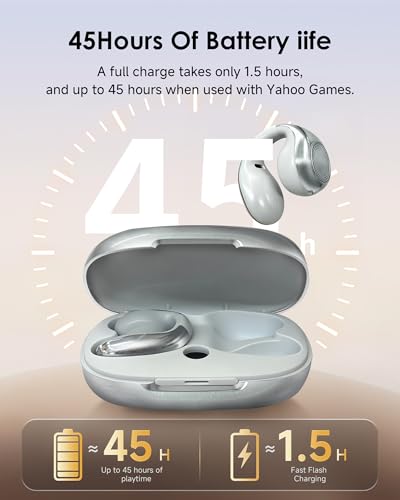 Image of King Lucky Clip-On Earbuds,Comfort Air Cushion Open Ear Earbuds Wireless Bluetooth 6.0 Multipoint, Open Ear Headphones with Mic,Anti-Mistouch,45H Playtime for Sports,Small Ears&Sleep (Silver)
