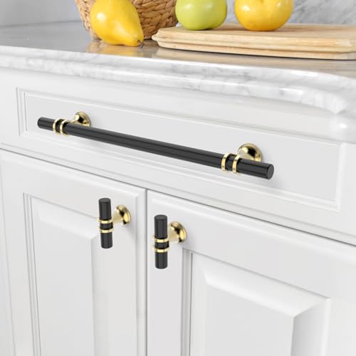 Amerdeco 10 Pack Matte Black and Gold Cabinet Pulls 10 Inch(254MM) Hole Centers Kitchen Cabinet Handles Cabinets Hardware Drawer Pulls ZH0058 by Amerdeco - Used condition - Image 4