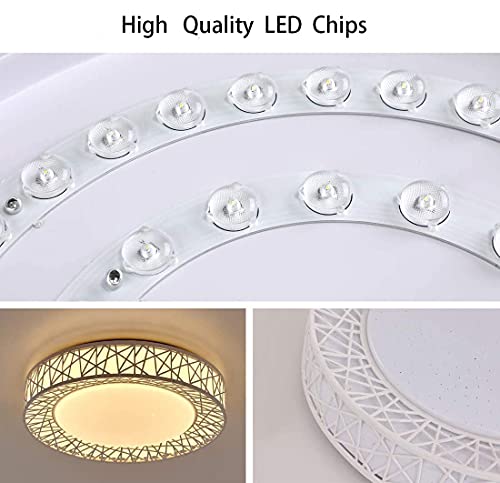 Zycylight Led Flush Mount Ceiling Light Fixture, 35W 15.7 Inch 3000-6000K Dimmable Led Fixture Lamp Brightness Adjustable Ceiling Light With Remote For Ceiling Lamp For Bedroom, Living Room, Hallway #TOP4