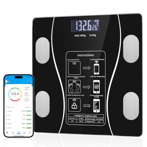 Image of Digital Smart Weighing Scale with Bluetooth App, Body Fat Analyzer Weight Machine, BMI Monitor, Body Composition Scale, 180kg Capacity, High Precision Sensors