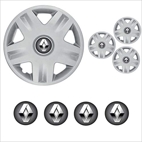 Jogo Calota Aro 14 Clio Sandero 2004 Renault + Emblema Resinado