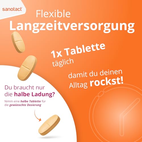 sanotact® Vitamin C 1500 – hochdosiert & vegan – 30 Tabletten Depot – Vitamin C hochdosiert für Immunsystem, Zellschutz & Energie – glutenfrei, laktosefrei, zuckerfrei – Immunsystem stärken