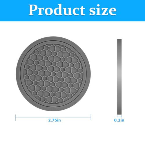 Image of Mandark 2PCS Car Cup Holder Coasters, 2.75 Inch Non-Slip Insert Water Bottle Holder Pads, Dustproof Automotive Interior Accessories Mat, Universal for Vehicles, Trucks, RVs and More(Gray)