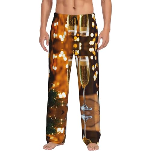 Pantalon de pyjama pour homme grande taille XXXL noir EdWal avec poches vêtement de nuit motif vin