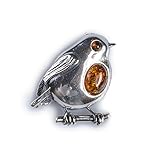 disneyland pin trading event Produkt: Fühlen Sie sich das ganze Jahr über festlich mit unserer niedlichen Silber- und Bernstein-Brosche in Rotkehlchenform.