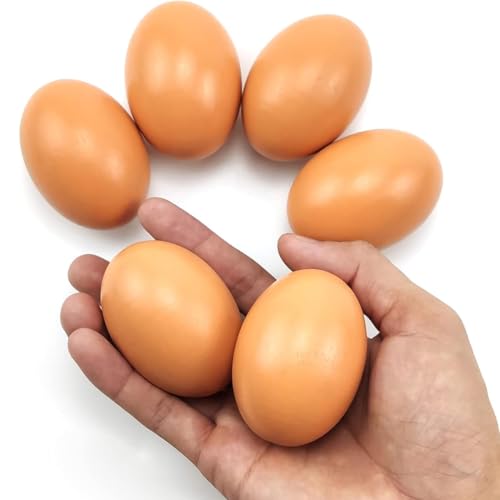 YIPFEN Lot de 6 œufs artificiels en bois, œufs décoratifs, pour stimuler la ponte des poules, œufs de nidification, œufs à peindre soi-même, Pâques.