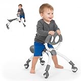 YBIKE Pewi Walking Toddler Ride On Toys - from Baby Walker to Toddler Balance Bike for Ages 9 Months to 3 Yrs, Durable Walking Buddy Push Toy, Comfortable, Indoor & Outdoor, Up to 44 Lbs, Gray