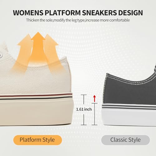 Image of hash bubbie Womens Platform Canvas Sneakers Tennis Shoes | low top non Slip on walking breathable casual comfortable fashion lace up