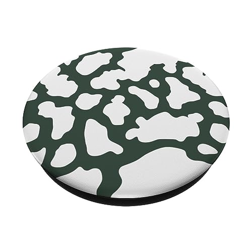 White Hunter Green Cow Print PopSockets Swappable PopGrip, Black - Image 2