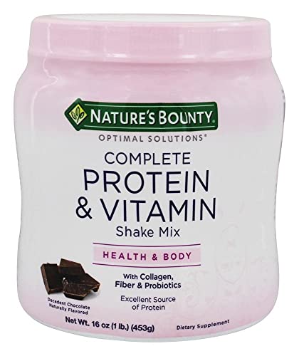 Complete Protein & Vitamin Shake Mix By Nature's Bounty Optimal Solutions, Contains Vitamin C For Immune Health, Decadent Chocolate Flavor, 1 Lb #TOP1