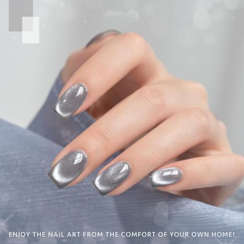 Image of BOLT BEE 9ML silver Cat EyE Nail Gel Polish & Gel Paint Soak Off UV Led | 9D Art Polish Galaxy Magnetic for Nail Designs | LED Soak Off Nail Lacquer Gel Strong Nail Art Magnet For Home Salon-(Silver)