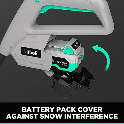 Litheli Cordless Snow Shovel, 20V 12-Inch Battery Powered Snow Thrower, Battery Snow Blower With Auxiliary Handle, With 4.0Ah Li-Ion Battery & Charger #TOP7
