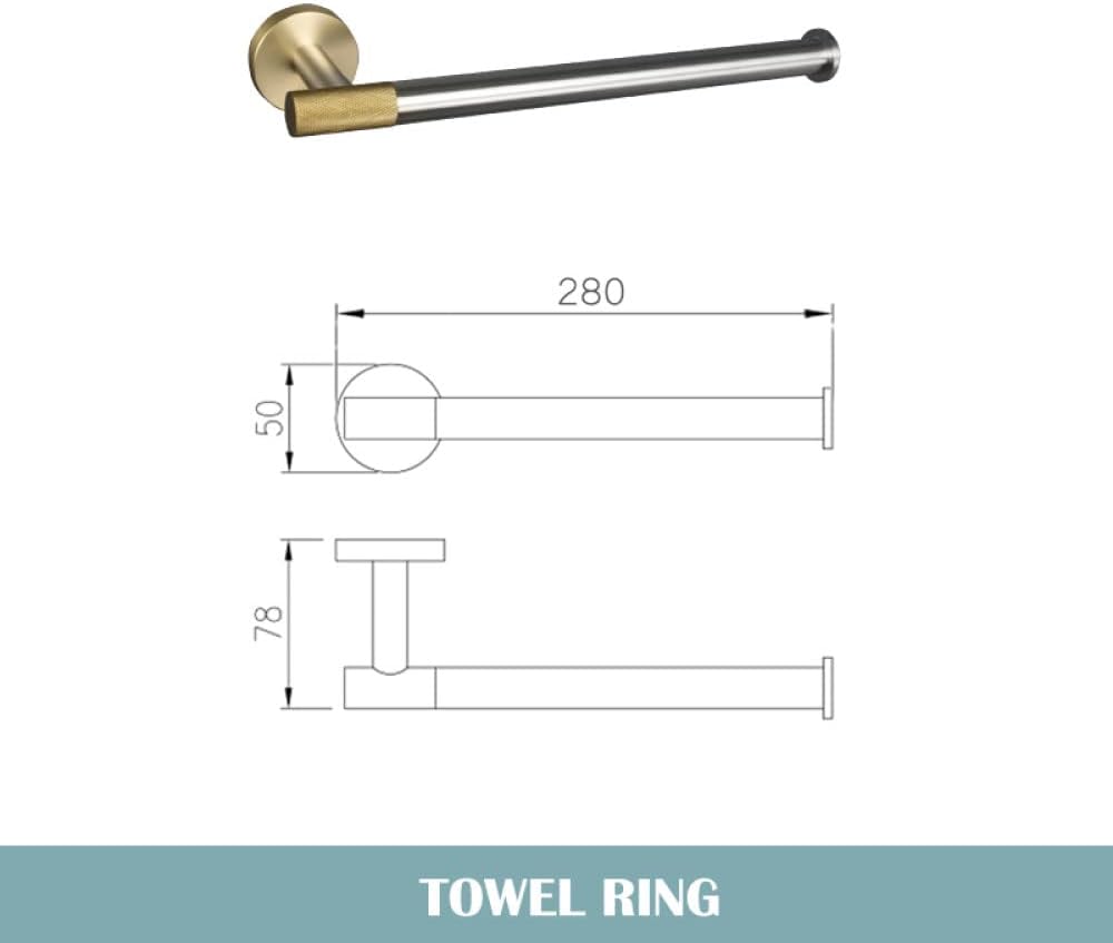 Stainless Steel Bathroom Accessories Brushed Gold Towel Hanger Towel Bar Rail Wall Bathrobe Hook Brushed Toilet Paper Holder Kit,Paper Holder (4 Pieces Set)