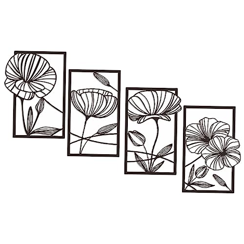 Holibanna 4piezas Decoración De Pared De Metal Arte Loto Abstracta para Sala y Dormitorio Escultura De Flores Minimalista para Hogar y Oficina