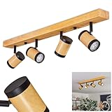  hofstein Plafonnier Martim, plafonnier moderne en bois/métal, naturel/noir, luminaire à 4 ampoules au design scandinave avec spots réglables, 4 x GU10, sans ampoules