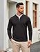 COOFANDY Men's Knit Dress Sweater Lightweight Quarter Zip Crewneck Pullover Casual Stretch Textured Sweaters Black
