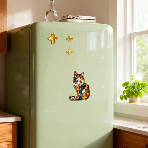 Imanes Decorativos Acrílicos con Gato Mosaico miniatura 1