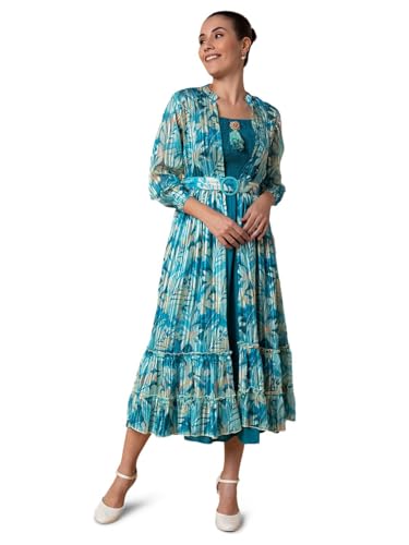 Image of SHOWOFFFF Women Solid Fit and Flare Casual Dress | Shoulder Straps Sleeveless Cotton Dress for Womens | Midi Dress for Women's