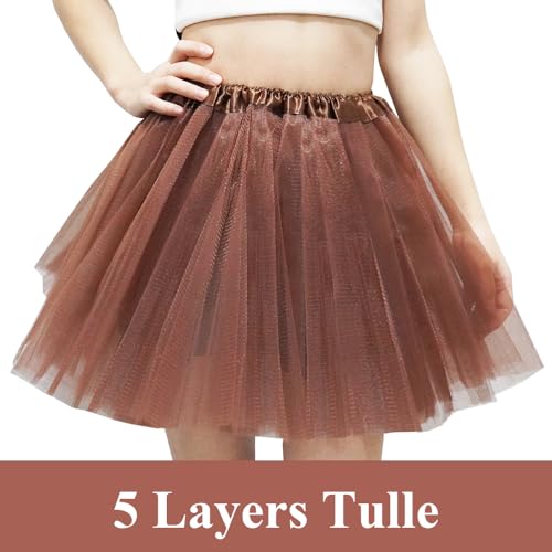 Women's 5-Layer Tulle Tutu Skirt, Adult Dance Ballet Tulle Dress,Teens Halloween Cosplay Running Tutu